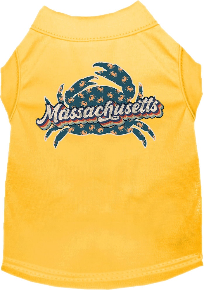 Pet Dog & Cat Screen Printed Shirt for Small to Medium Pets (Sizes XS-XL), "Massachusetts Retro Crabs"