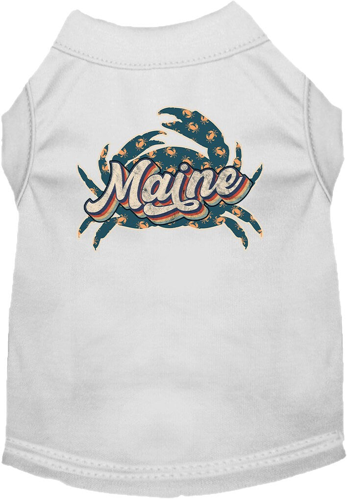 Pet Dog & Cat Screen Printed Shirt for Small to Medium Pets (Sizes XS-XL), "Maine Retro Crabs"