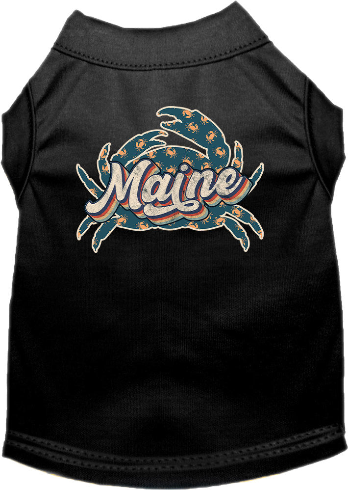 Pet Dog & Cat Screen Printed Shirt for Small to Medium Pets (Sizes XS-XL), "Maine Retro Crabs"