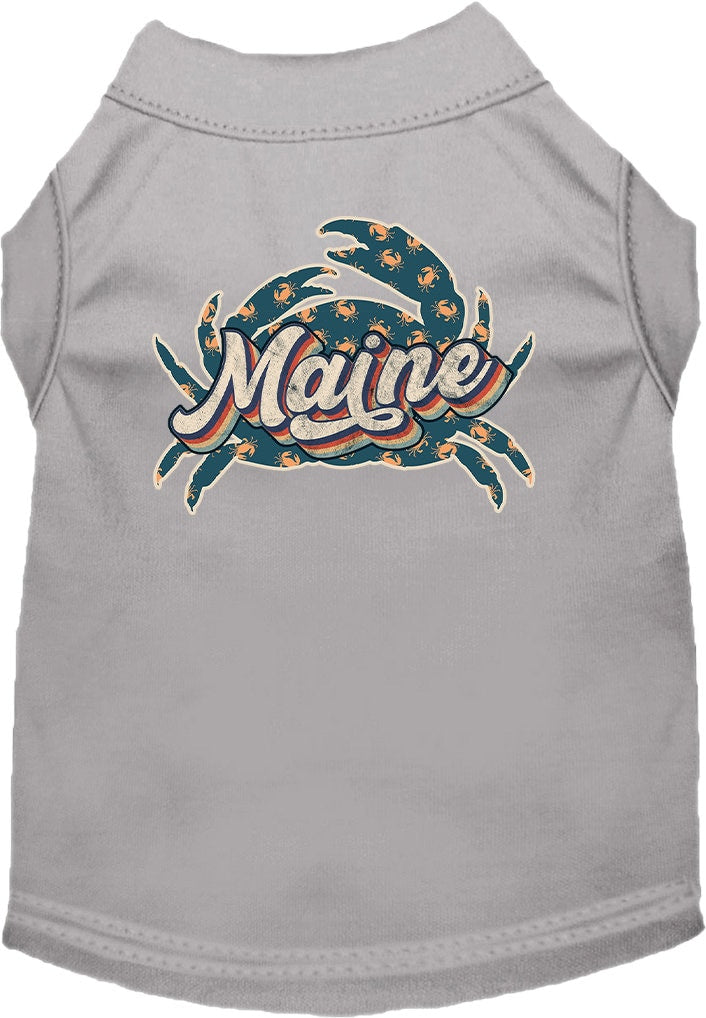 Pet Dog & Cat Screen Printed Shirt for Small to Medium Pets (Sizes XS-XL), "Maine Retro Crabs"