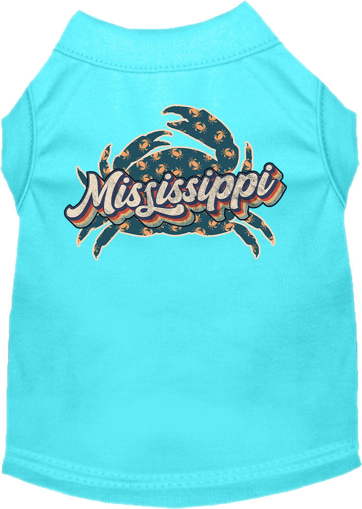 Pet Dog & Cat Screen Printed Shirt for Small to Medium Pets (Sizes XS-XL), "Mississippi Retro Crabs"