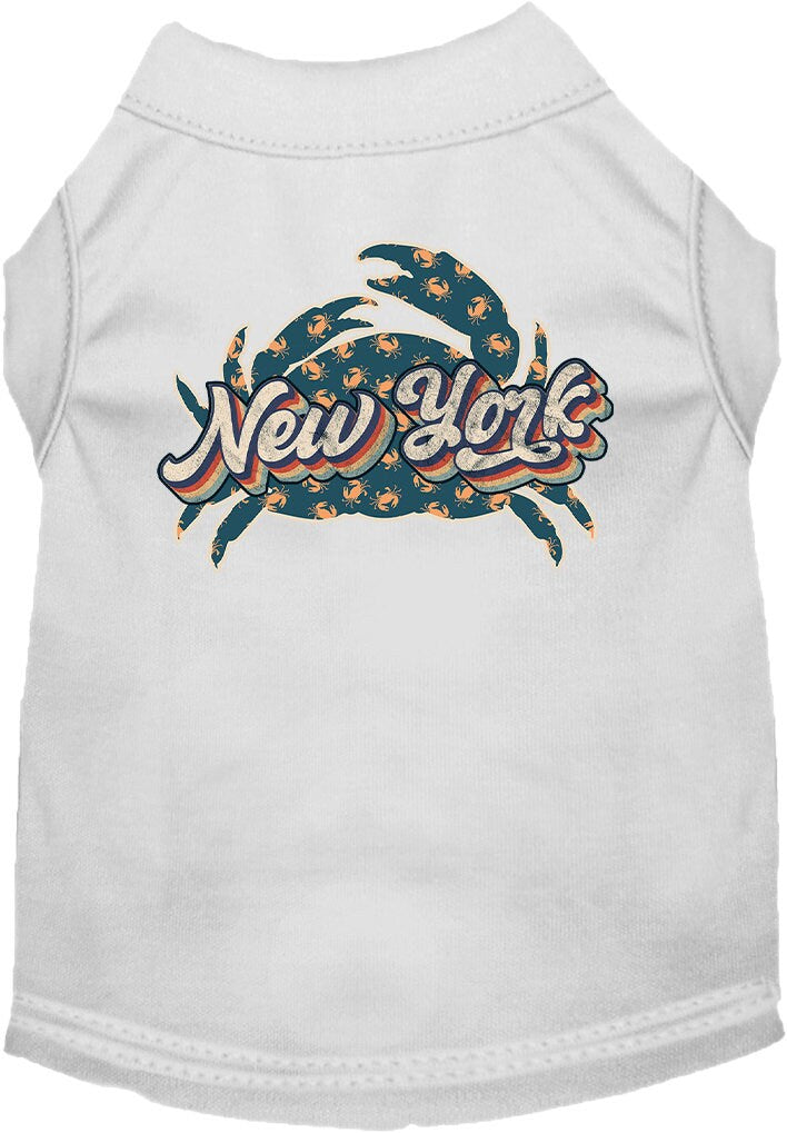 Pet Dog & Cat Screen Printed Shirt for Small to Medium Pets (Sizes XS-XL), "New York Retro Crabs"