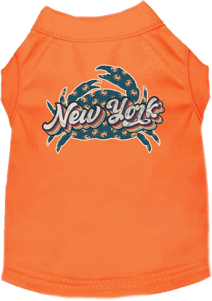 Pet Dog & Cat Screen Printed Shirt for Small to Medium Pets (Sizes XS-XL), "New York Retro Crabs"