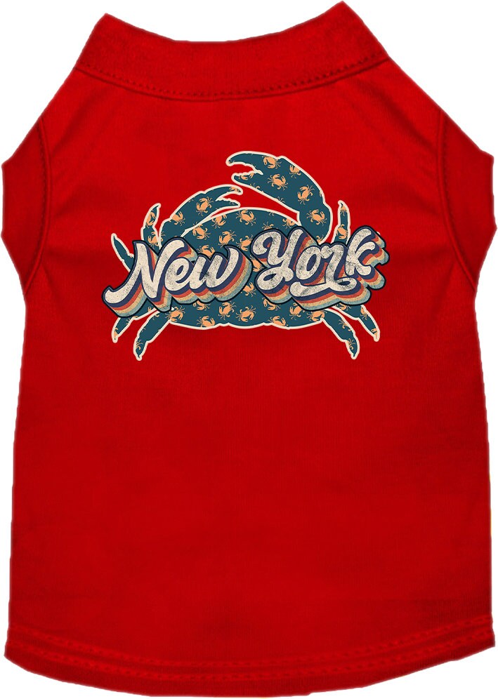 Pet Dog & Cat Screen Printed Shirt for Small to Medium Pets (Sizes XS-XL), "New York Retro Crabs"