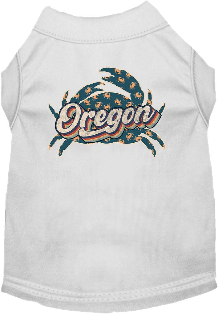 Pet Dog & Cat Screen Printed Shirt for Small to Medium Pets (Sizes XS-XL), "Oregon Retro Crabs"