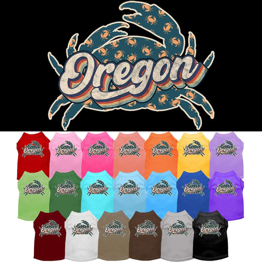 Pet Dog & Cat Screen Printed Shirt for Small to Medium Pets (Sizes XS-XL), "Oregon Retro Crabs"