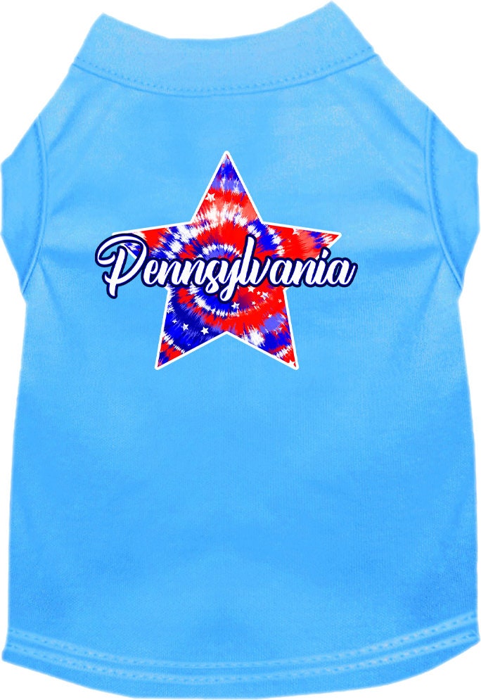 Pet Dog & Cat Screen Printed Shirt for Medium to Large Pets (Sizes 2XL-6XL), "Pennsylvania Patriotic Tie Dye"