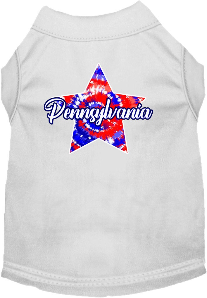 Pet Dog & Cat Screen Printed Shirt for Small to Medium Pets (Sizes XS-XL), "Pennsylvania Patriotic Tie Dye"