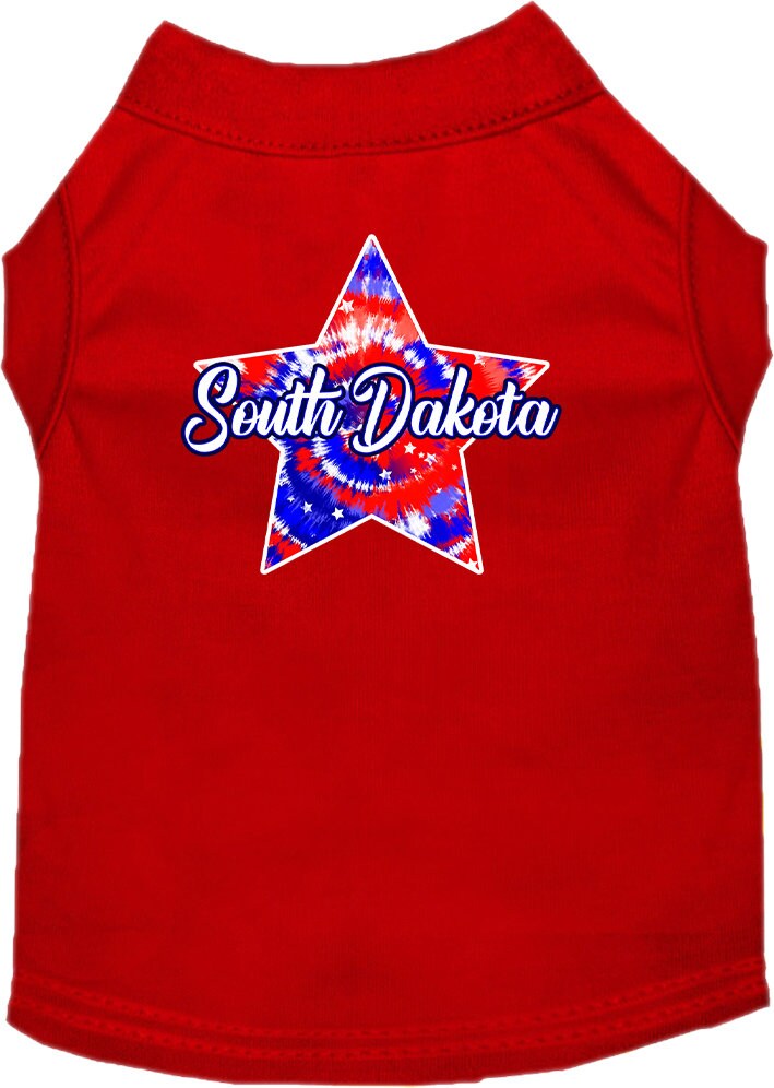 Pet Dog & Cat Screen Printed Shirt for Medium to Large Pets (Sizes 2XL-6XL), "South Dakota Patriotic Tie Dye"