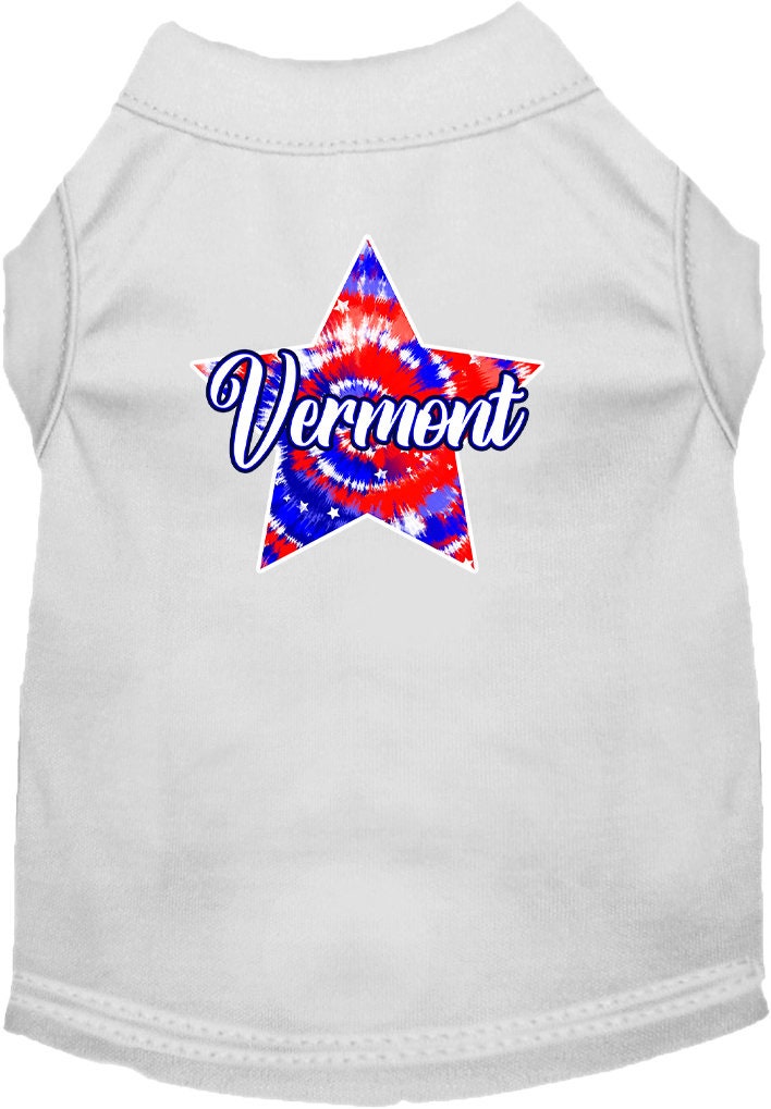 Pet Dog & Cat Screen Printed Shirt for Small to Medium Pets (Sizes XS-XL), "Vermont Patriotic Tie Dye"