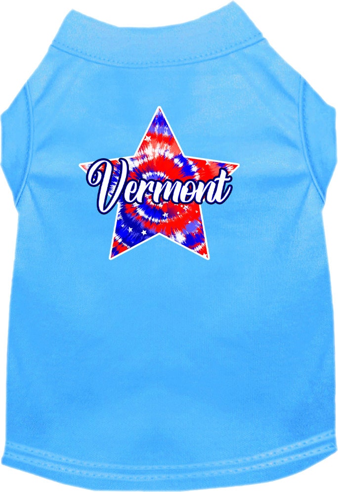 Pet Dog & Cat Screen Printed Shirt for Small to Medium Pets (Sizes XS-XL), "Vermont Patriotic Tie Dye"