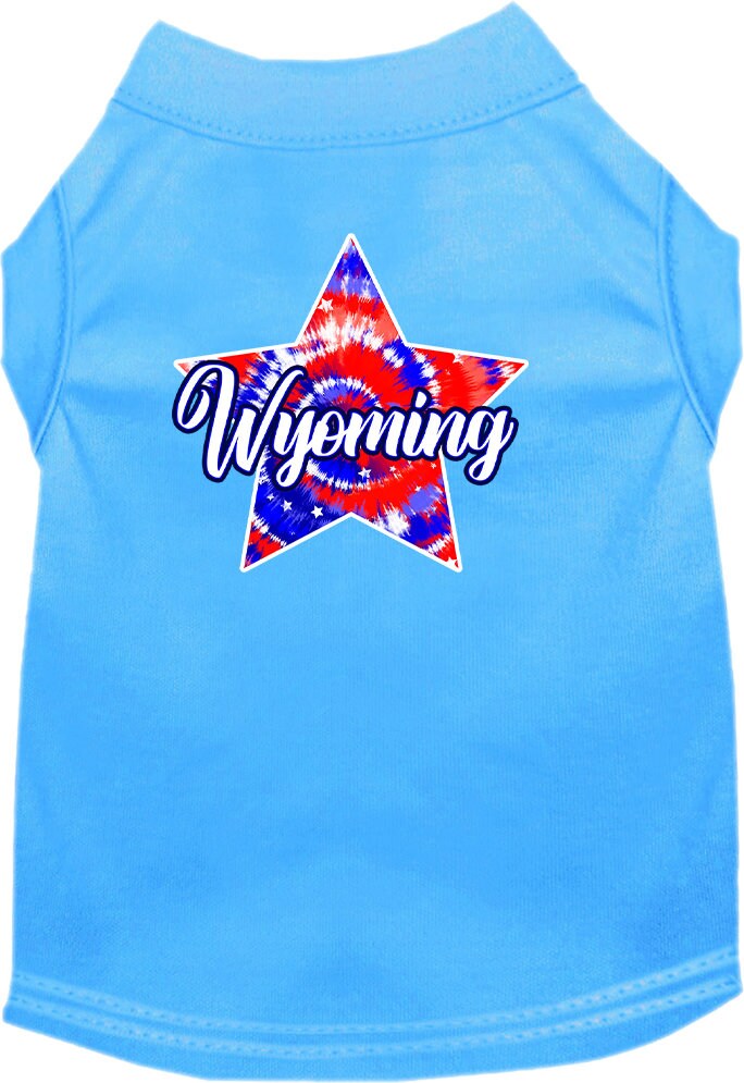 Pet Dog & Cat Screen Printed Shirt for Medium to Large Pets (Sizes 2XL-6XL), "Wyoming Patriotic Tie Dye"