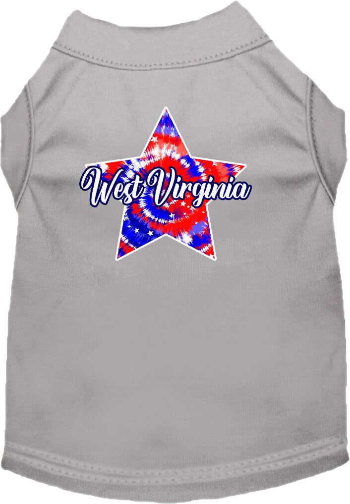 Pet Dog & Cat Screen Printed Shirt for Small to Medium Pets (Sizes XS-XL), "West Virginia Patriotic Tie Dye"