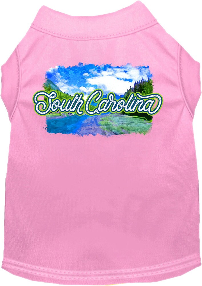 Pet Dog & Cat Screen Printed Shirt for Small to Medium Pets (Sizes XS-XL), "South Carolina Summer"