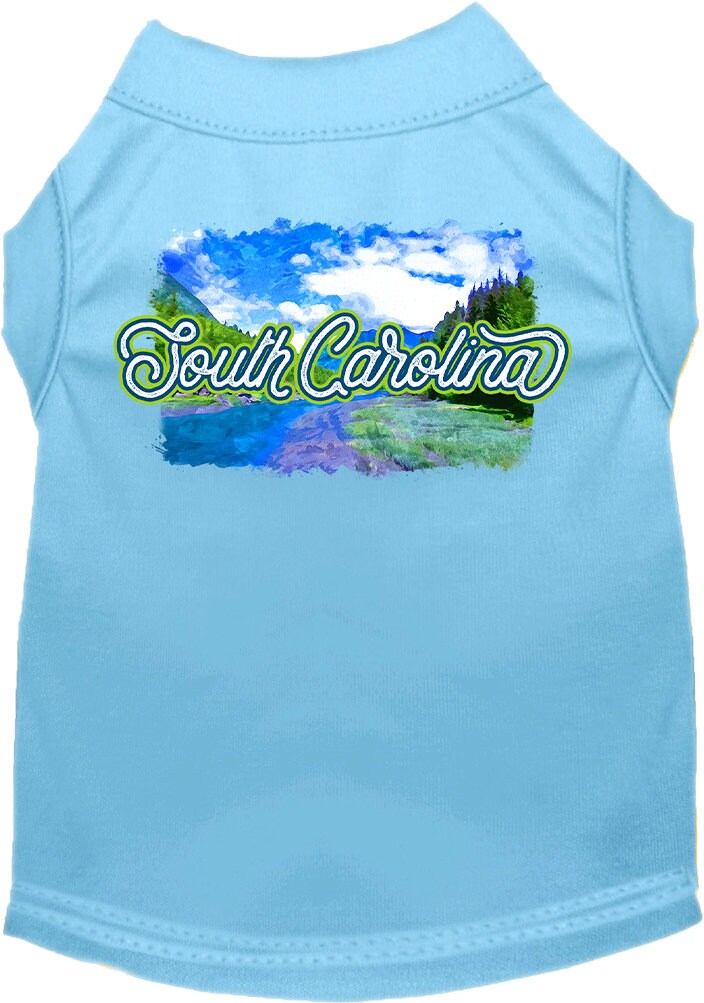 Pet Dog & Cat Screen Printed Shirt for Small to Medium Pets (Sizes XS-XL), "South Carolina Summer"