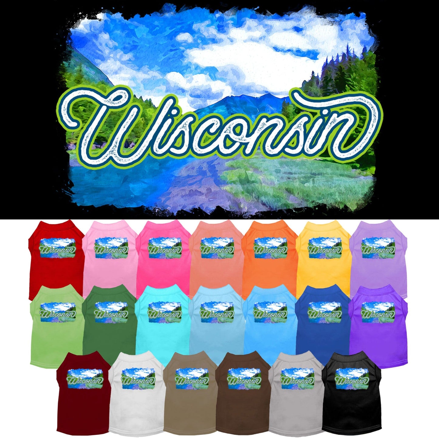 Pet Dog & Cat Screen Printed Shirt for Medium to Large Pets (Sizes 2XL-6XL), "Wisconsin Summer"