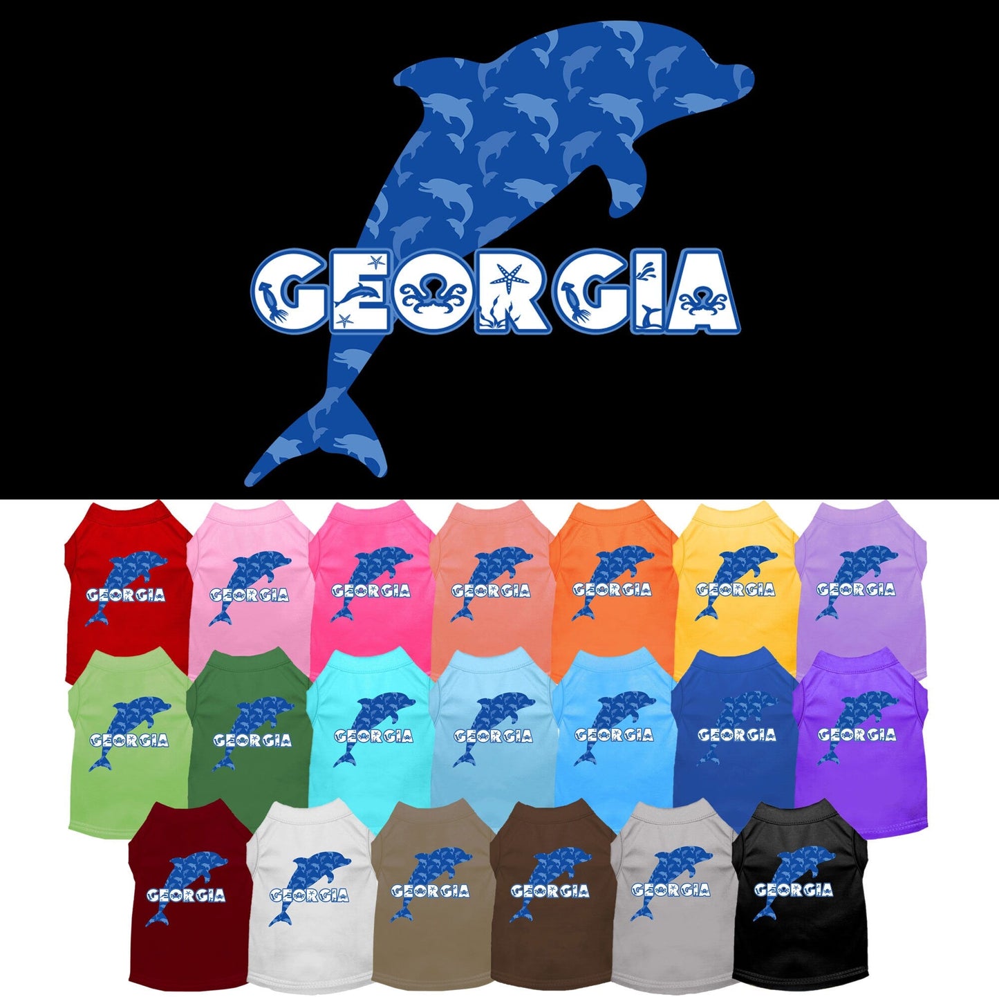 Pet Dog & Cat Screen Printed Shirt for Medium to Large Pets (Sizes 2XL-6XL), "Georgia Blue Dolphins"