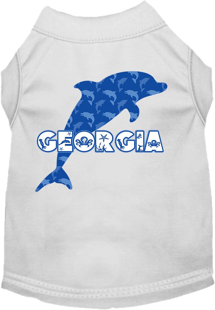 Pet Dog & Cat Screen Printed Shirt for Small to Medium Pets (Sizes XS-XL), "Georgia Blue Dolphins"