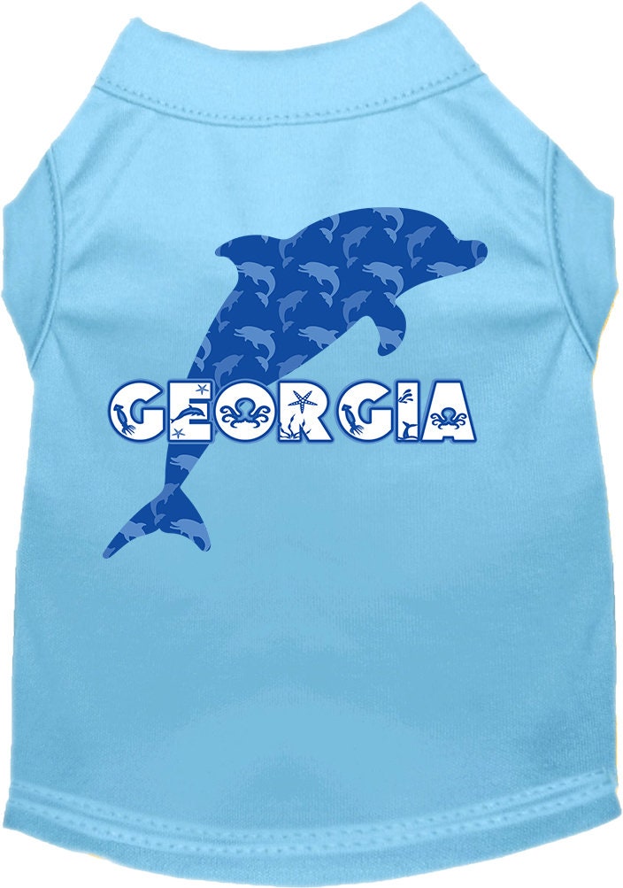 Pet Dog & Cat Screen Printed Shirt for Small to Medium Pets (Sizes XS-XL), "Georgia Blue Dolphins"