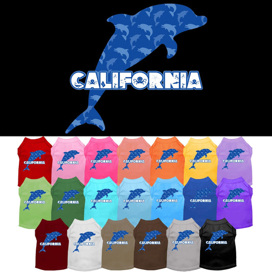 Pet Dog & Cat Screen Printed Shirt for Small to Medium Pets (Sizes XS-XL), "California Blue Dolphins"