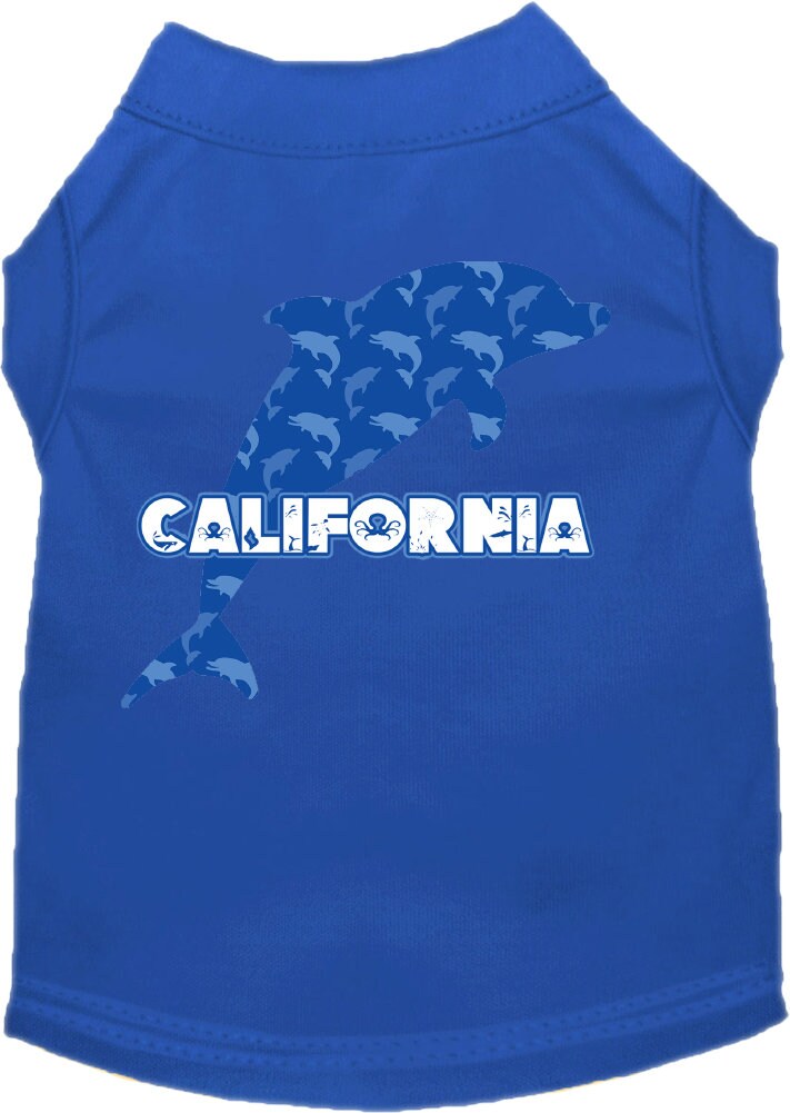 Pet Dog & Cat Screen Printed Shirt for Small to Medium Pets (Sizes XS-XL), "California Blue Dolphins"