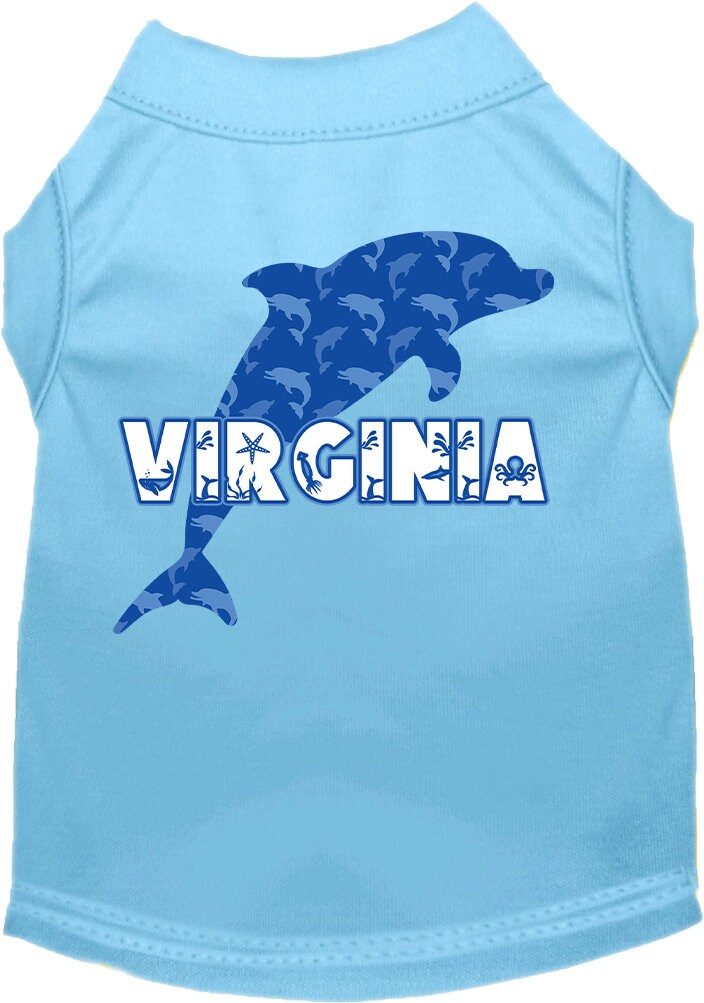 Pet Dog & Cat Screen Printed Shirt for Small to Medium Pets (Sizes XS-XL), "Virginia Blue Dolphins"