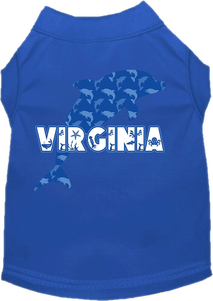 Pet Dog & Cat Screen Printed Shirt for Small to Medium Pets (Sizes XS-XL), "Virginia Blue Dolphins"