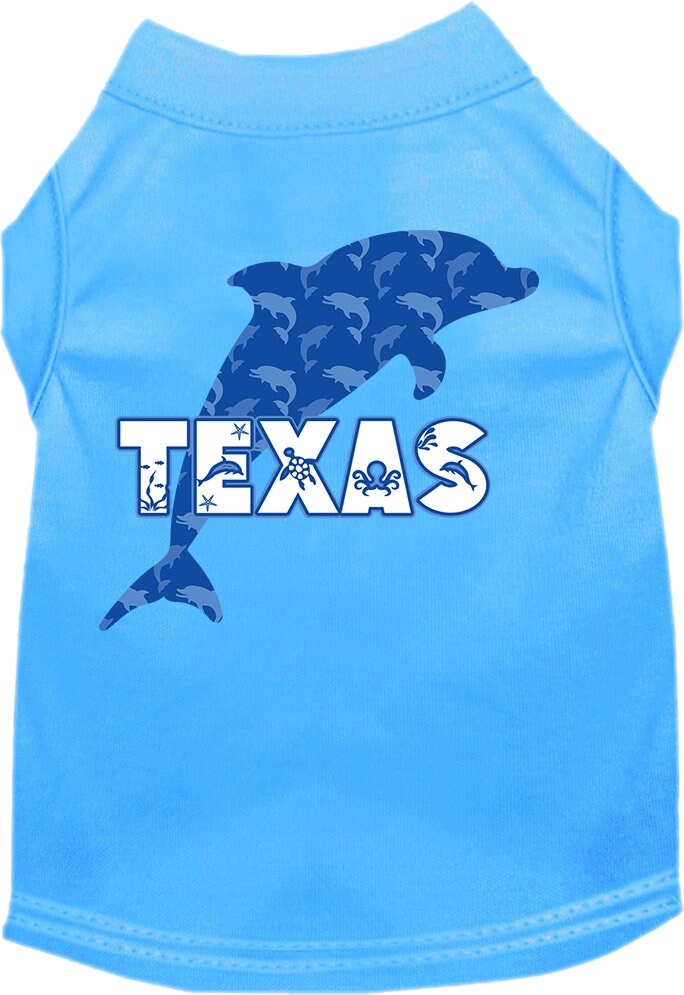 Pet Dog & Cat Screen Printed Shirt for Small to Medium Pets (Sizes XS-XL), "Texas Blue Dolphins"