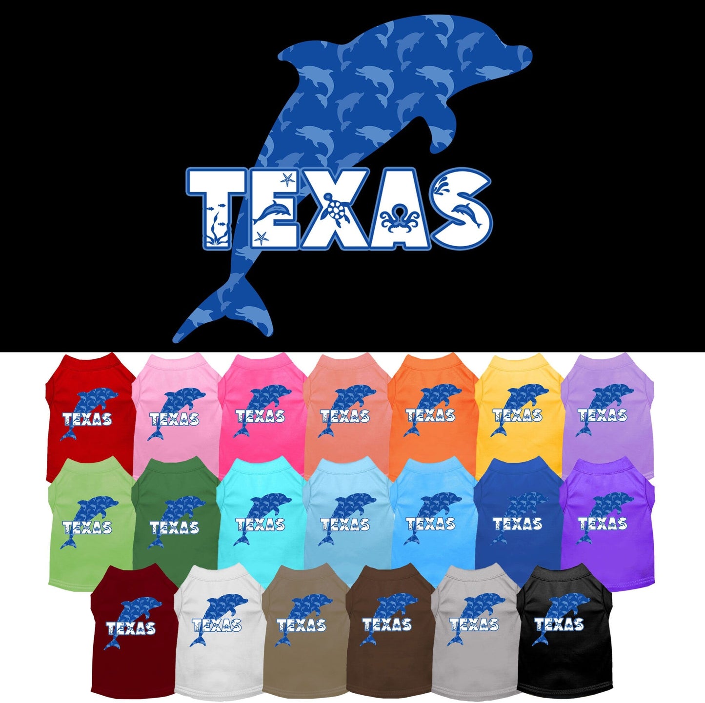 Pet Dog & Cat Screen Printed Shirt for Small to Medium Pets (Sizes XS-XL), "Texas Blue Dolphins"