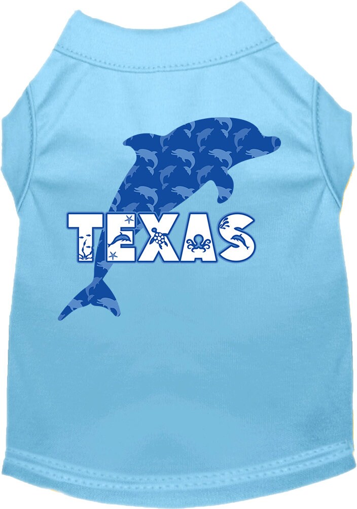 Pet Dog & Cat Screen Printed Shirt for Medium to Large Pets (Sizes 2XL-6XL), "Texas Blue Dolphins"