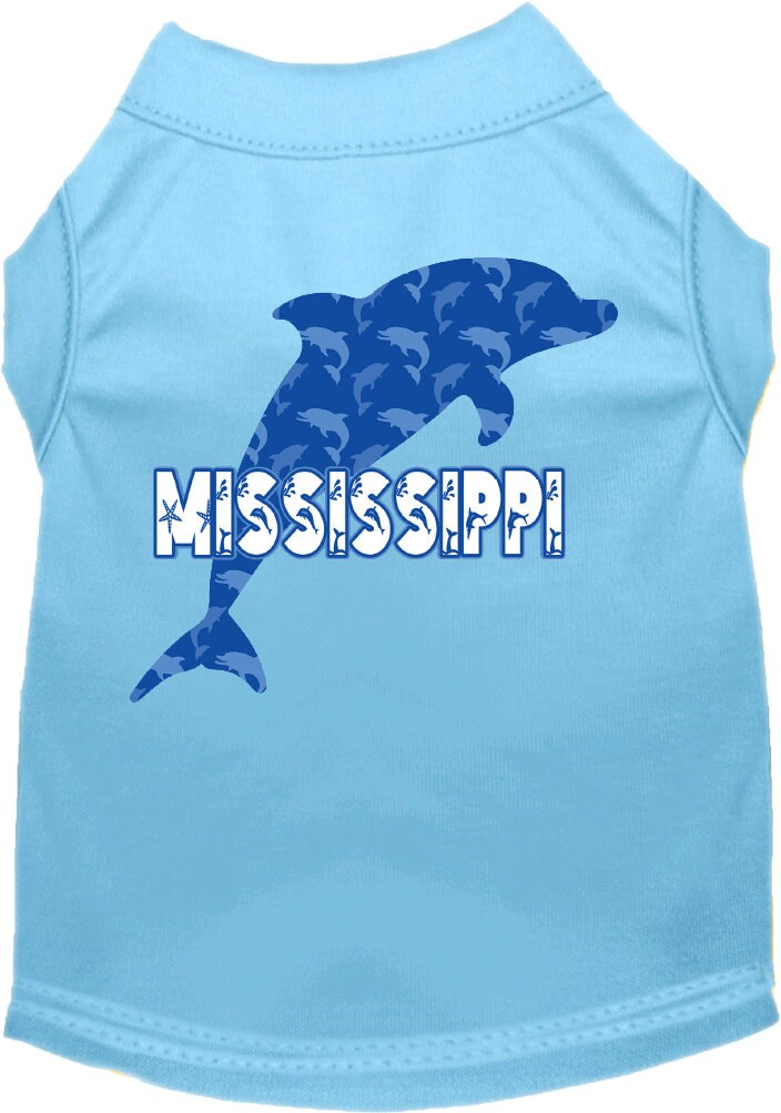 Pet Dog & Cat Screen Printed Shirt for Medium to Large Pets (Sizes 2XL-6XL), "Mississippi Blue Dolphins"