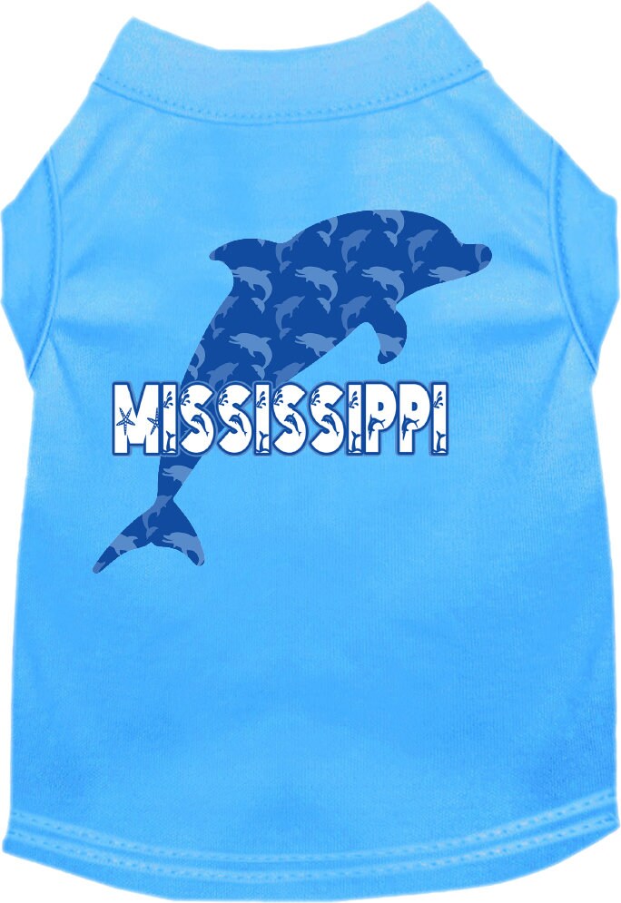 Pet Dog & Cat Screen Printed Shirt for Small to Medium Pets (Sizes XS-XL), "Mississippi Blue Dolphins"