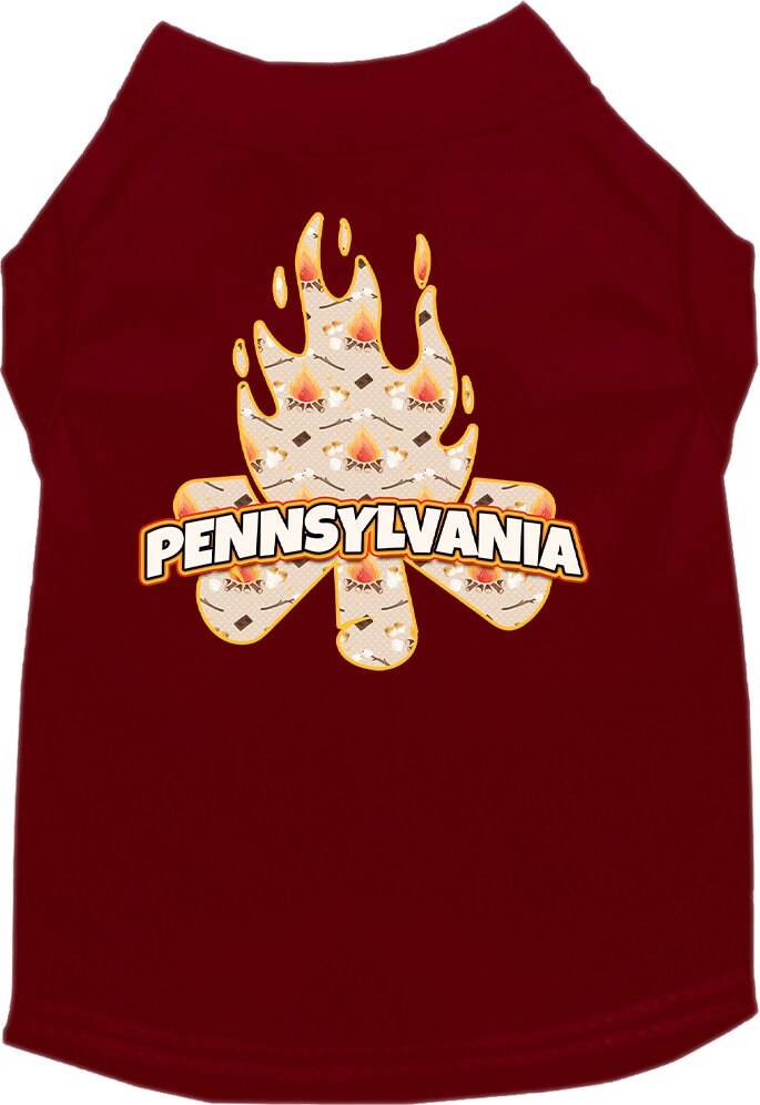 Pet Dog & Cat Screen Printed Shirt for Small to Medium Pets (Sizes XS-XL), "Pennsylvania Around The Campfire"