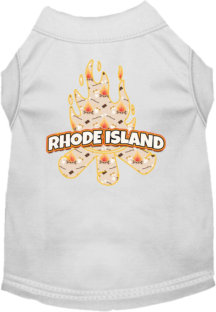 Pet Dog & Cat Screen Printed Shirt for Medium to Large Pets (Sizes 2XL-6XL), "Rhode Island Around The Campfire"