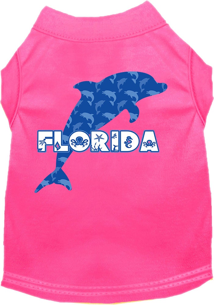 Pet Dog & Cat Screen Printed Shirt for Small to Medium Pets (Sizes XS-XL), "Florida Blue Dolphins"