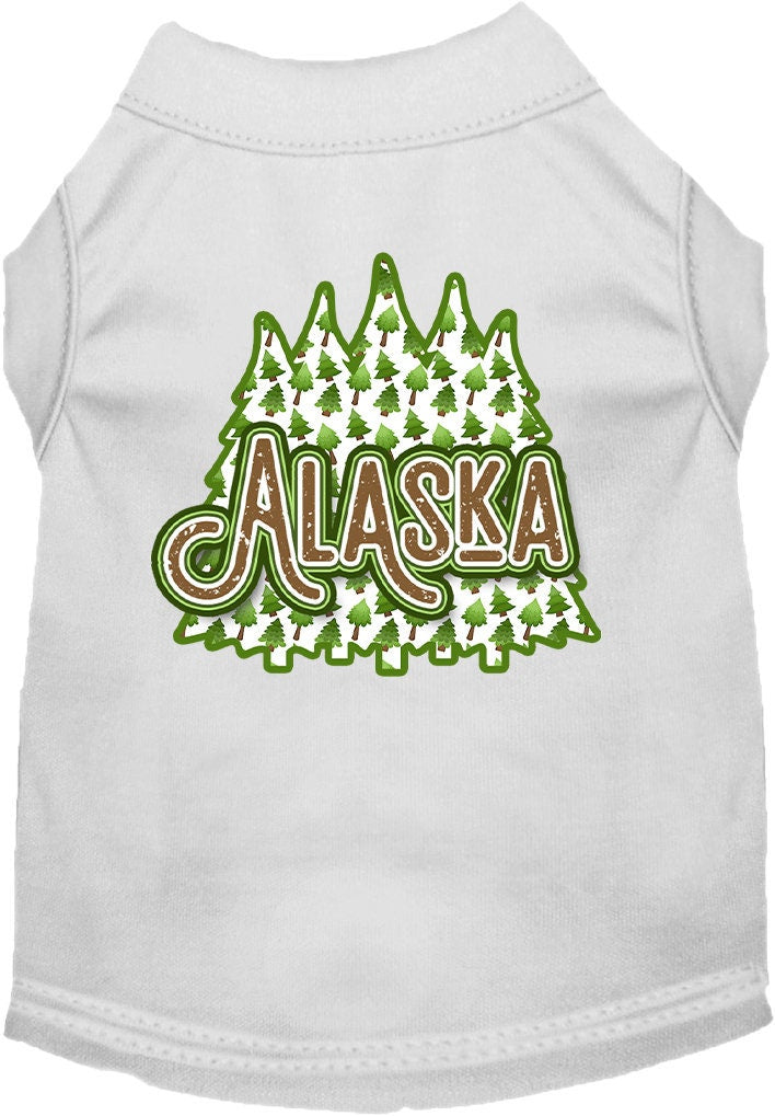 Pet Dog & Cat Screen Printed Shirt for Small to Medium Pets (Sizes XS-XL), "Alaska Woodland Trees"