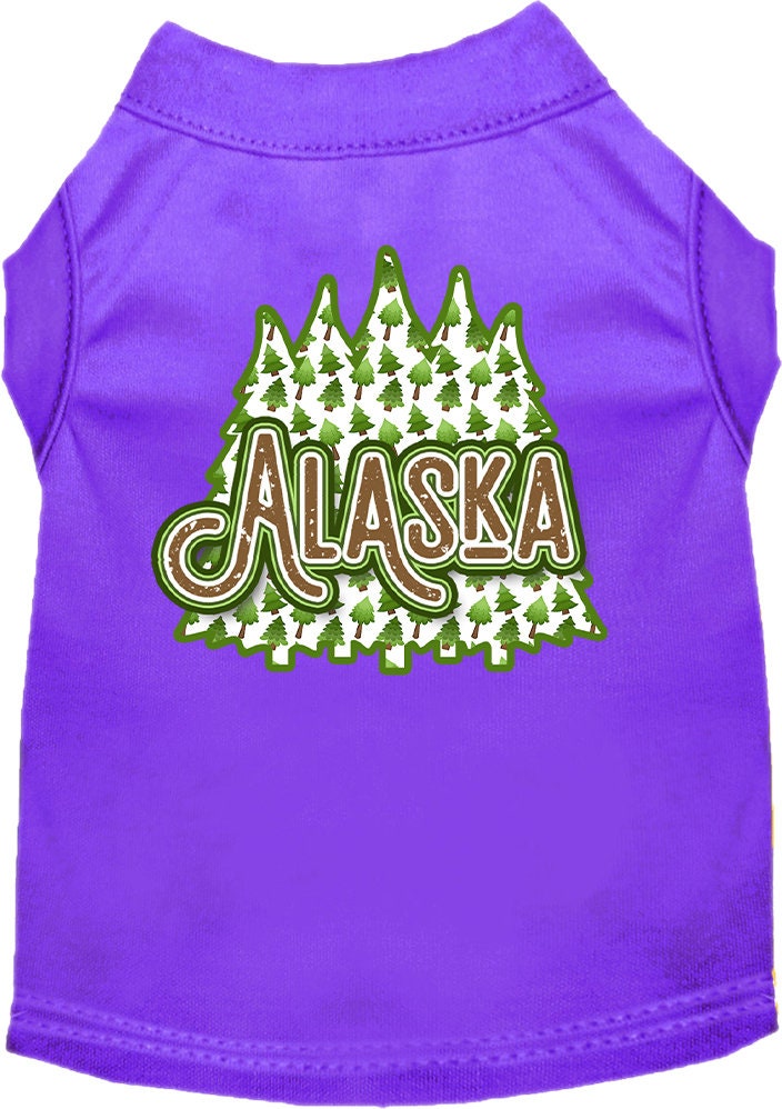 Pet Dog & Cat Screen Printed Shirt for Small to Medium Pets (Sizes XS-XL), "Alaska Woodland Trees"