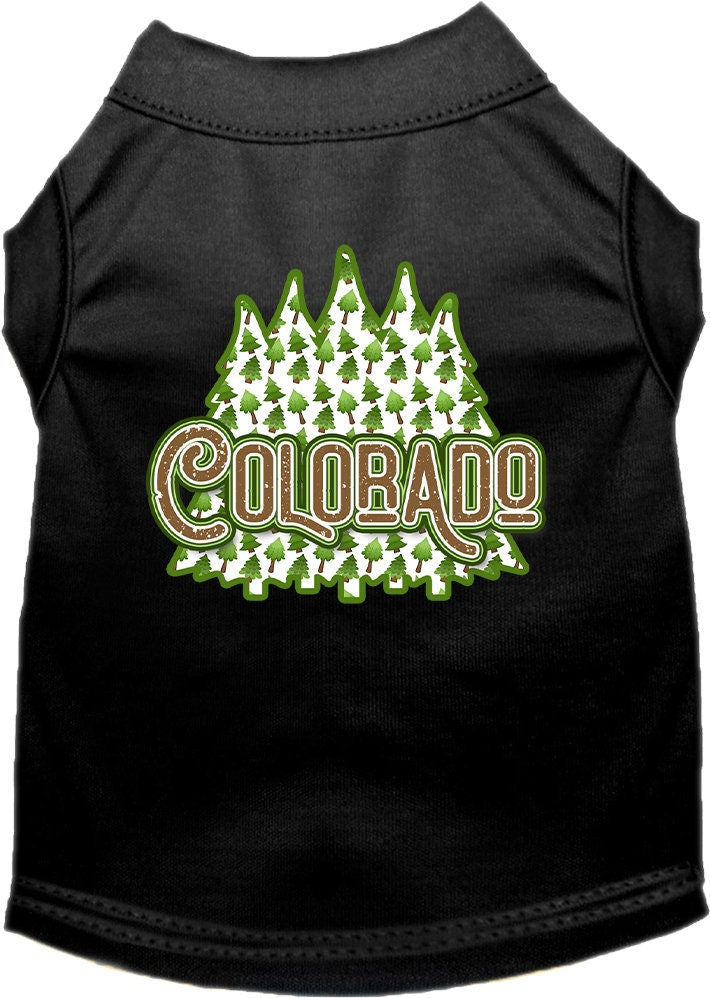 Pet Dog & Cat Screen Printed Shirt for Small to Medium Pets (Sizes XS-XL), "Colorado Woodland Trees"