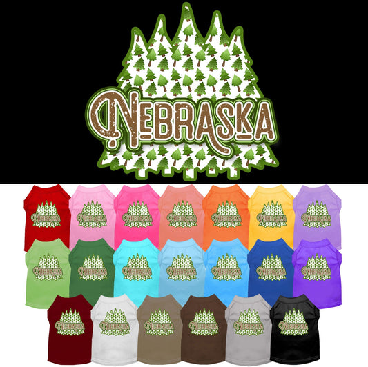 Pet Dog & Cat Screen Printed Shirt for Medium to Large Pets (Sizes 2XL-6XL), "Nebraska Woodland Trees"