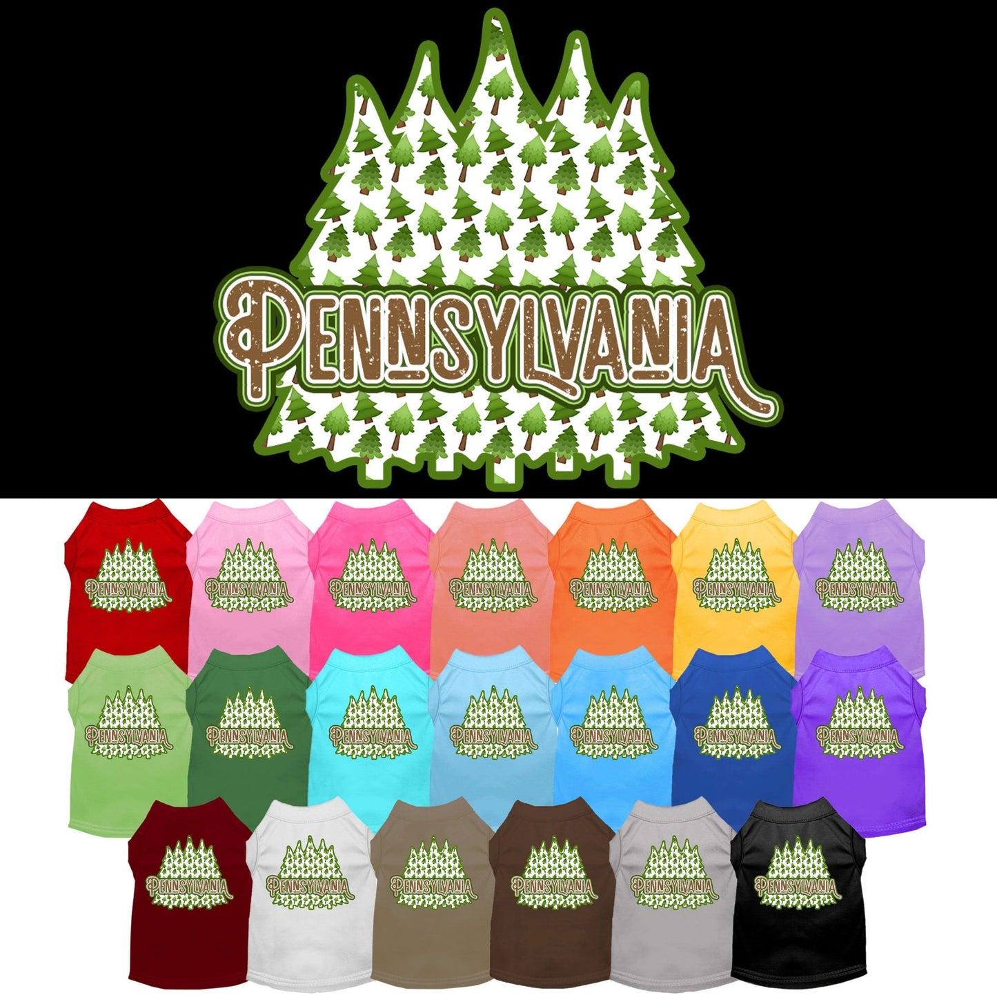 Pet Dog & Cat Screen Printed Shirt for Small to Medium Pets (Sizes XS-XL), "Pennsylvania Woodland Trees"