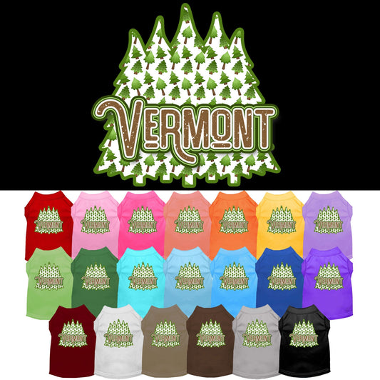 Pet Dog & Cat Screen Printed Shirt for Small to Medium Pets (Sizes XS-XL), "Vermont Woodland Trees"