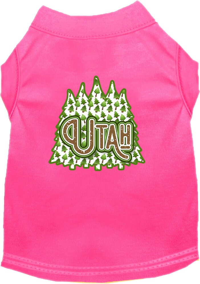 Pet Dog & Cat Screen Printed Shirt for Small to Medium Pets (Sizes XS-XL), "Utah Woodland Trees"