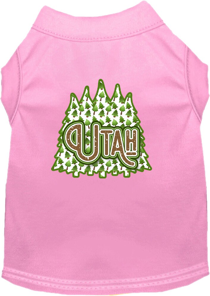 Pet Dog & Cat Screen Printed Shirt for Small to Medium Pets (Sizes XS-XL), "Utah Woodland Trees"