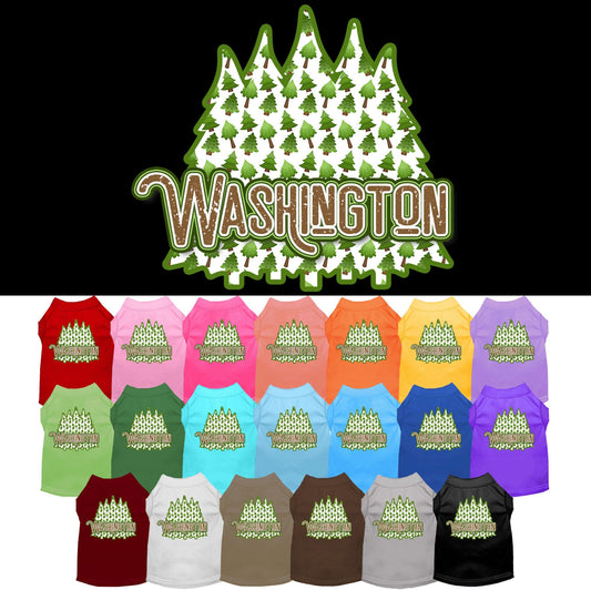 Pet Dog & Cat Screen Printed Shirt for Medium to Large Pets (Sizes 2XL-6XL), "Washington Woodland Trees"