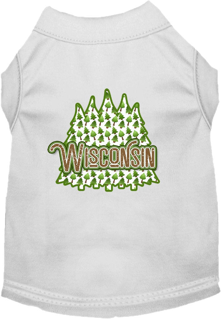 Pet Dog & Cat Screen Printed Shirt for Small to Medium Pets (Sizes XS-XL), "Wisconsin Woodland Trees"