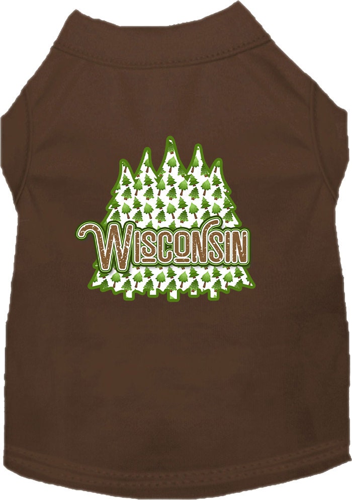 Pet Dog & Cat Screen Printed Shirt for Small to Medium Pets (Sizes XS-XL), "Wisconsin Woodland Trees"