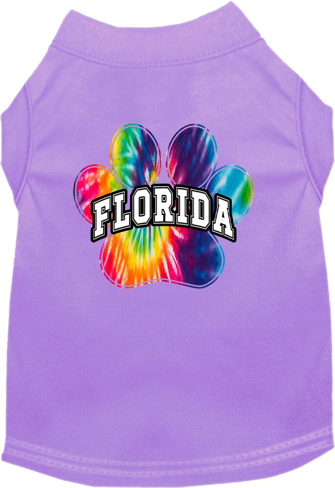 Pet Dog & Cat Screen Printed Shirt for Small to Medium Pets (Sizes XS-XL), "Florida Bright Tie Dye"