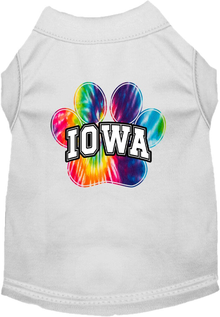 Pet Dog & Cat Screen Printed Shirt for Small to Medium Pets (Sizes XS-XL), "Iowa Bright Tie Dye"