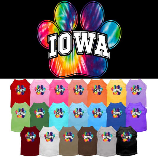 Pet Dog & Cat Screen Printed Shirt for Medium to Large Pets (Sizes 2XL-6XL), "Iowa Bright Tie Dye"