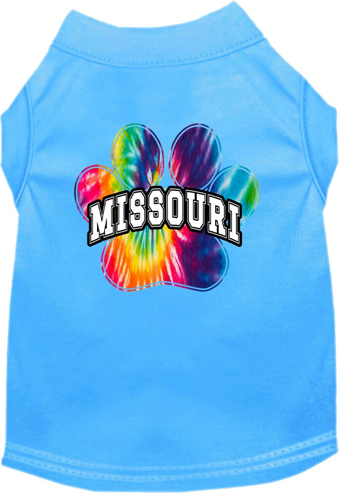 Pet Dog & Cat Screen Printed Shirt for Small to Medium Pets (Sizes XS-XL), "Missouri Bright Tie Dye"